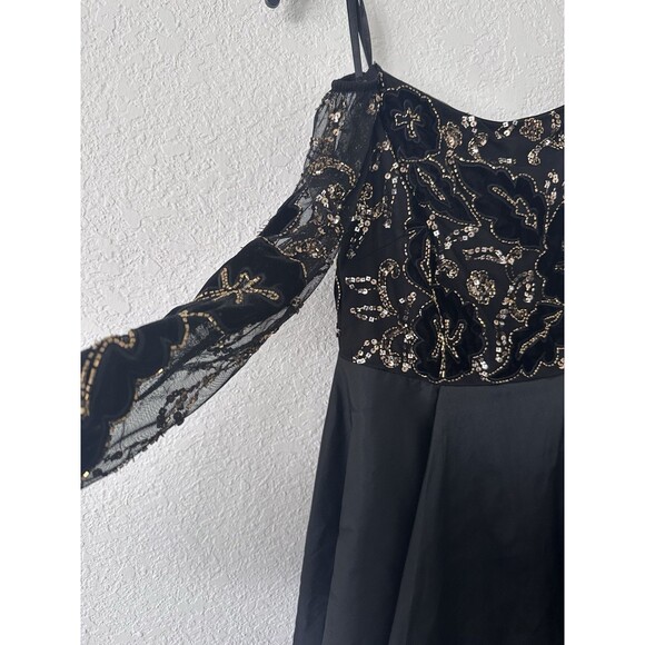 Adrianna Papell Women's Petite Beaded Taffeta-Skirt Gown Maxi Dress Black 6P - Picture 7 of 16